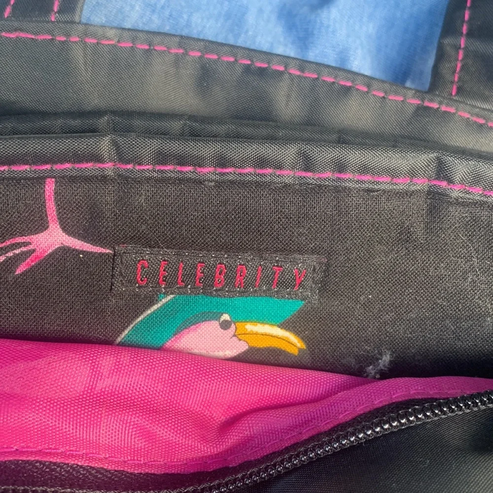 Celebrity two piece pink flamingo cosmetic bag